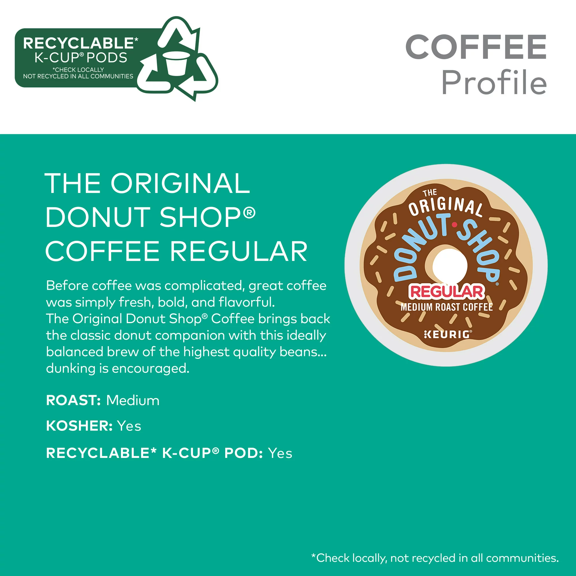 The Original Donut Shop Regular Single Serve K-Cup Pods. Medium Roast. 60 Count