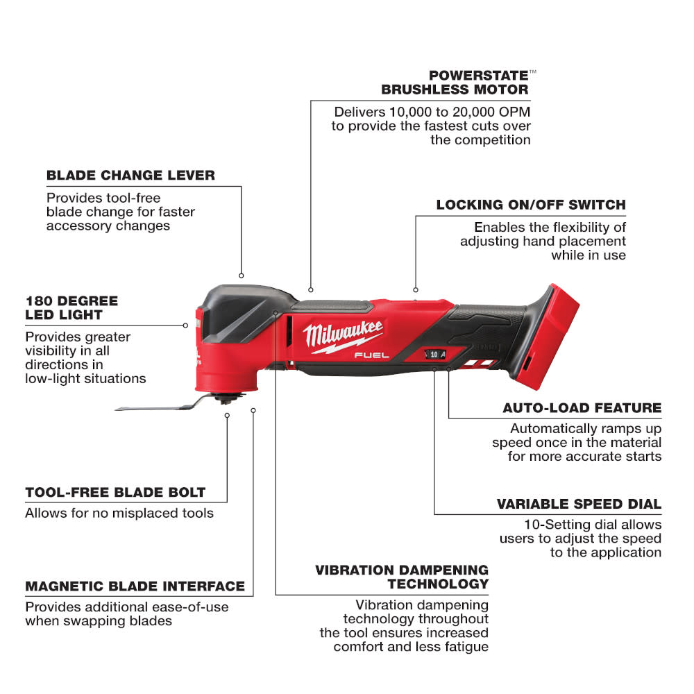 Milwaukee 2836-20 M18 FUEL Oscillating Multi-Tool. Bare Tool