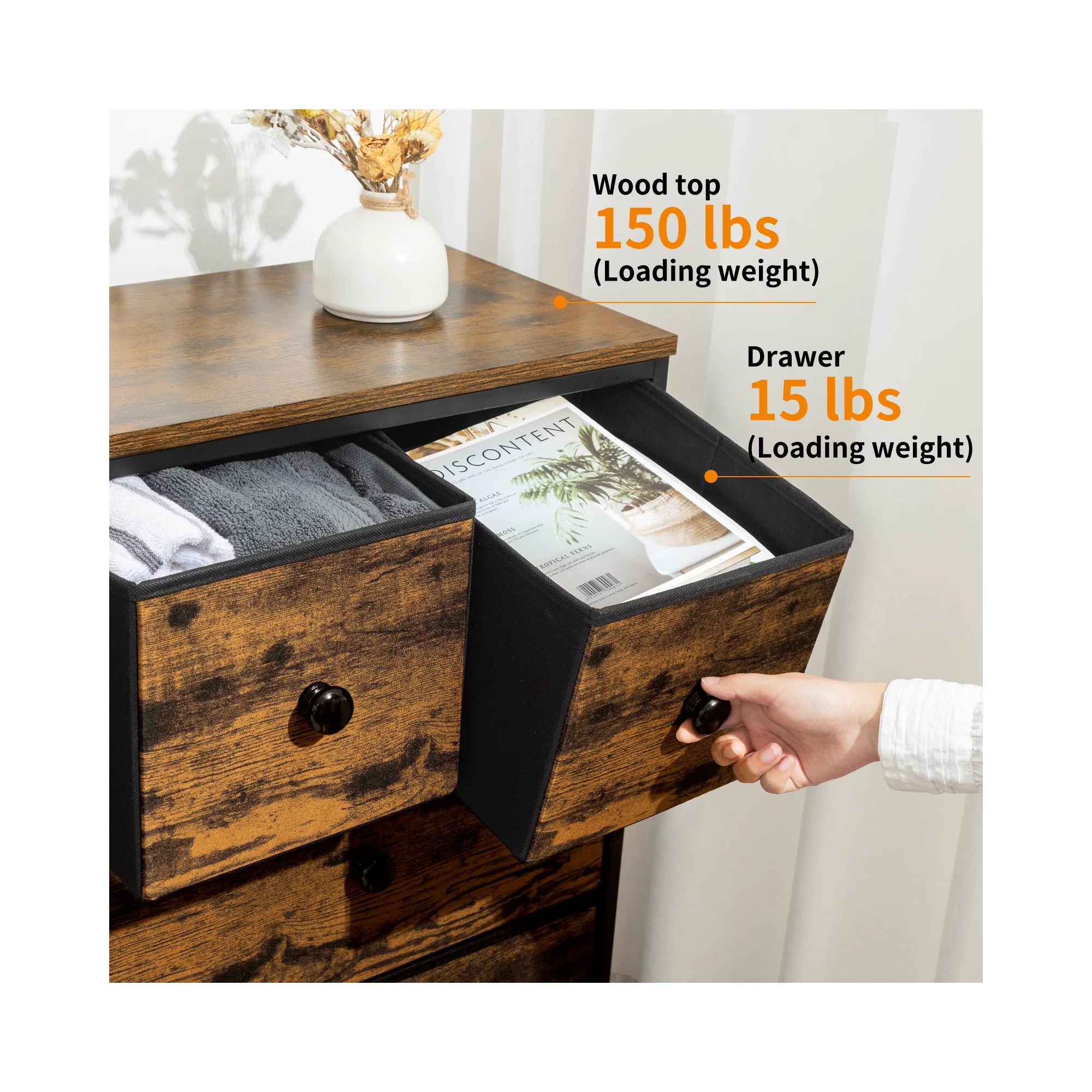 Reahome 8 Drawer Dresser for Bedroom Fabric Dresser Chest of Closets Storage Units Organizer Tower