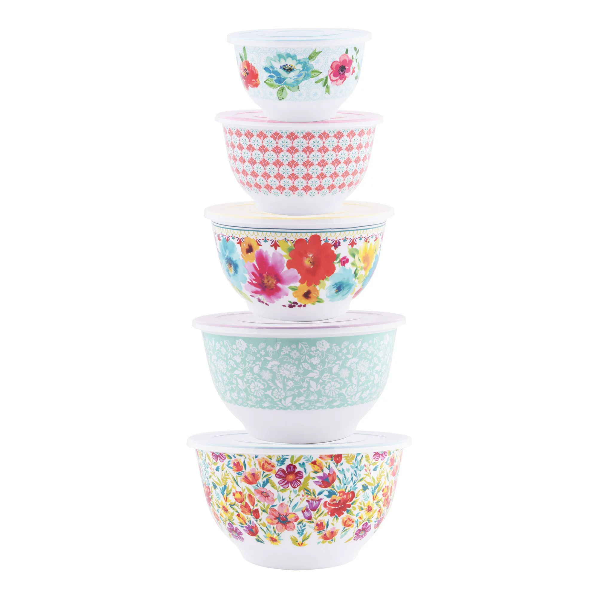 The Pioneer Woman Melamine Mixing Bowl Set. 10-Piece Set. Petal Party