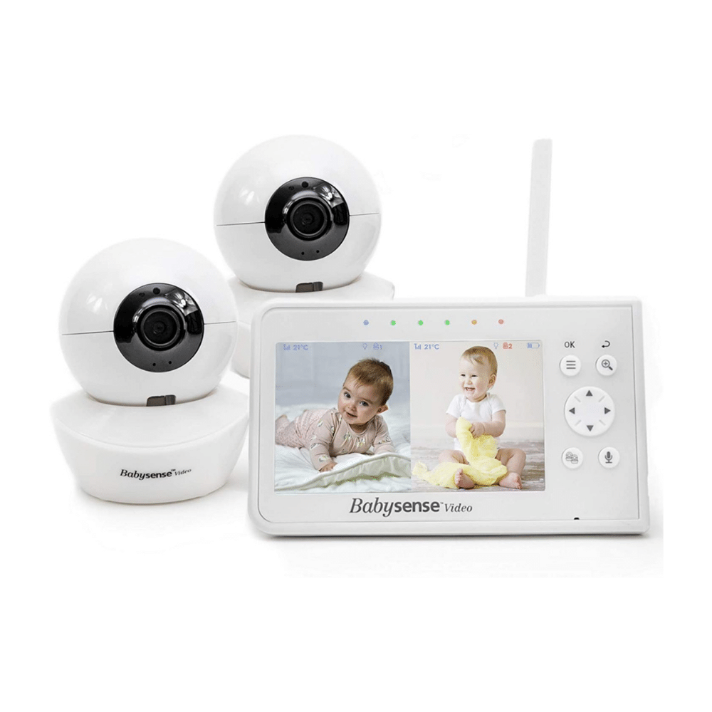 Babysense Split Screen Video Baby Monitor. 4.3″ Display with 2 PTZ Cameras. Two-Way Talk
