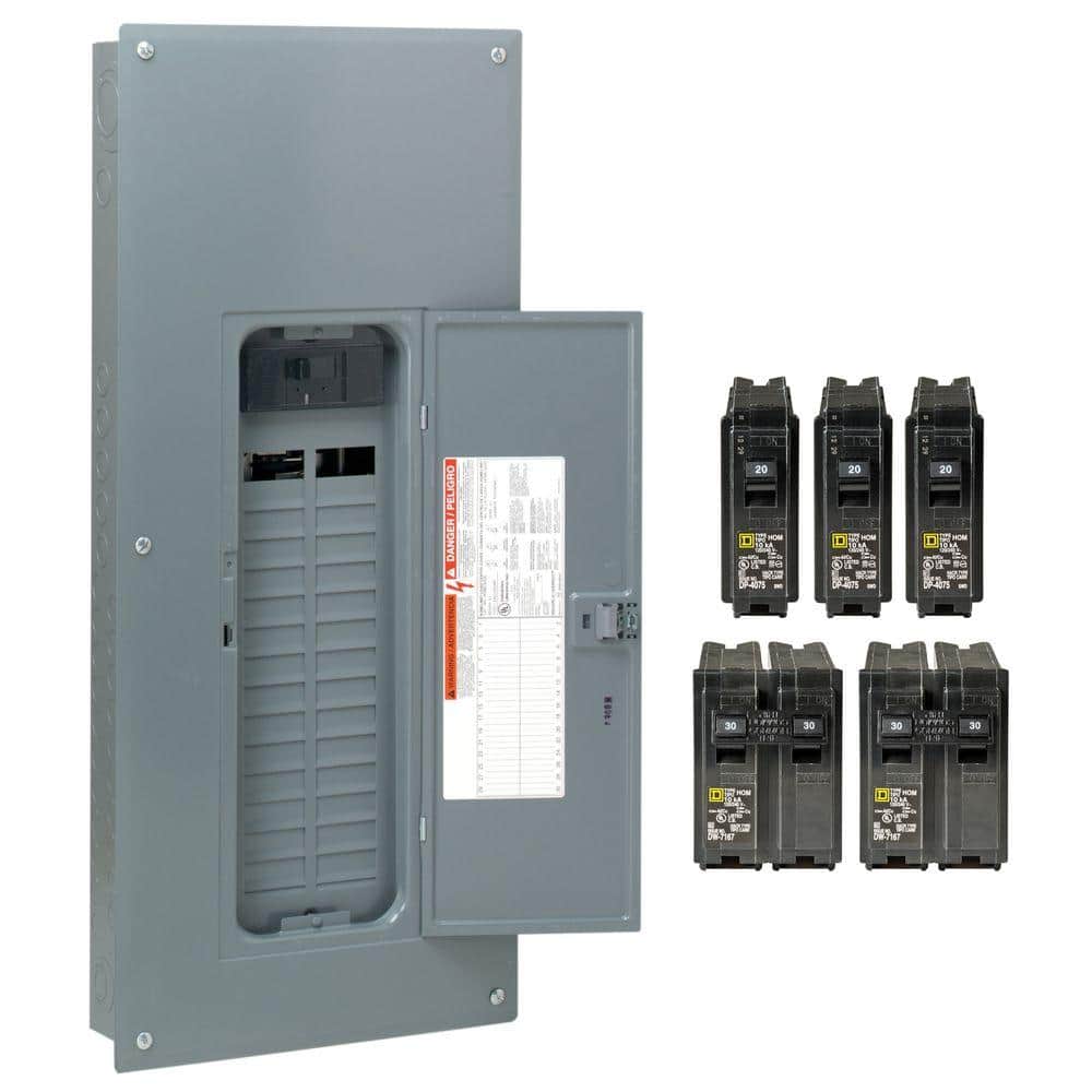 Square D Homeline 200 Amp 30-Space 60-Circuit Indoor Main Breaker Qwik-Grip Plug-On Neutral Load Center