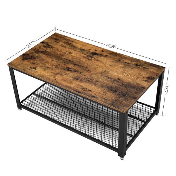 Vasagle Coffee Table with Shelf. for Living Room. Rustic Brown
