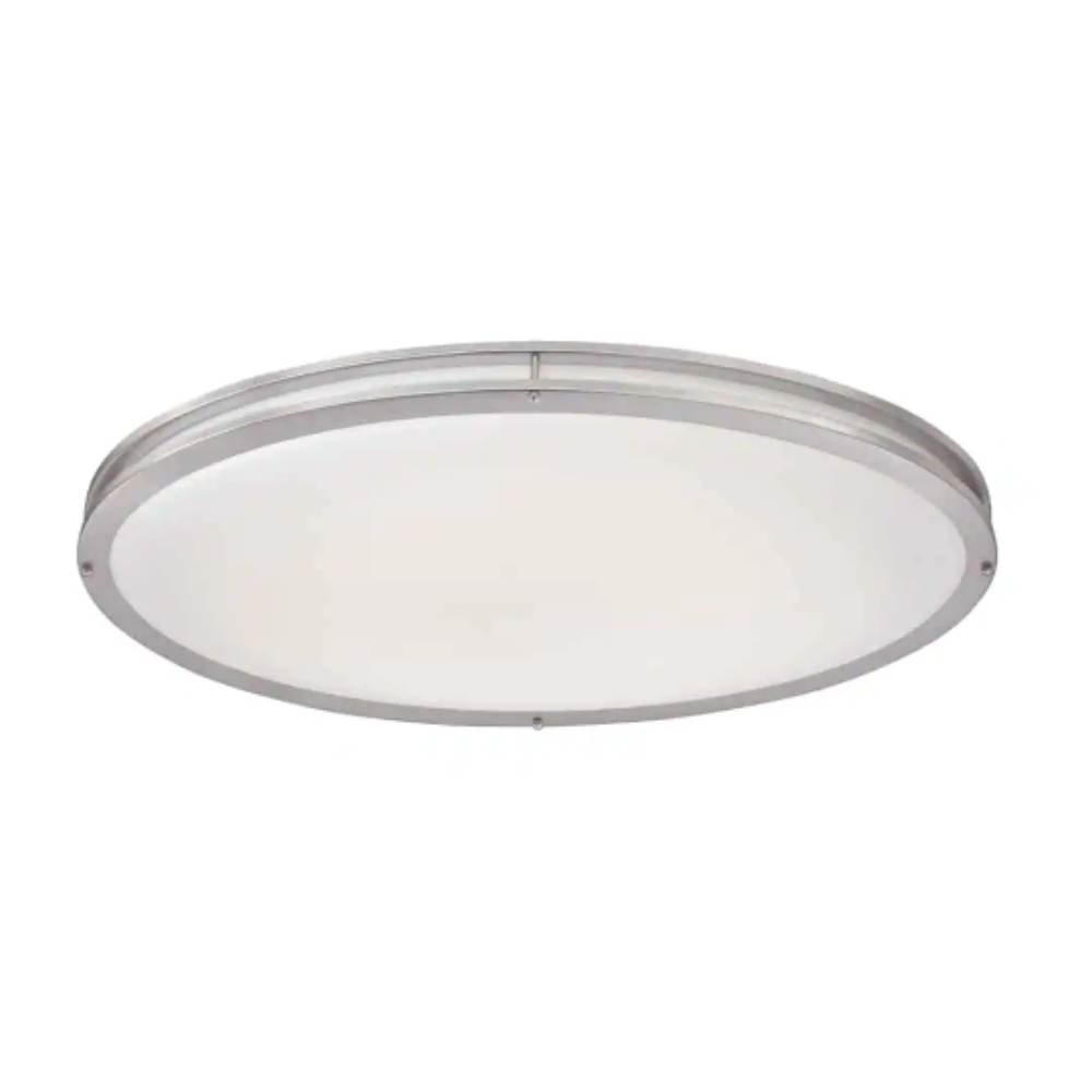Hampton Bay 32 in. Oval 1-Light Brushed Nickel Dimmable LED Flush Mount