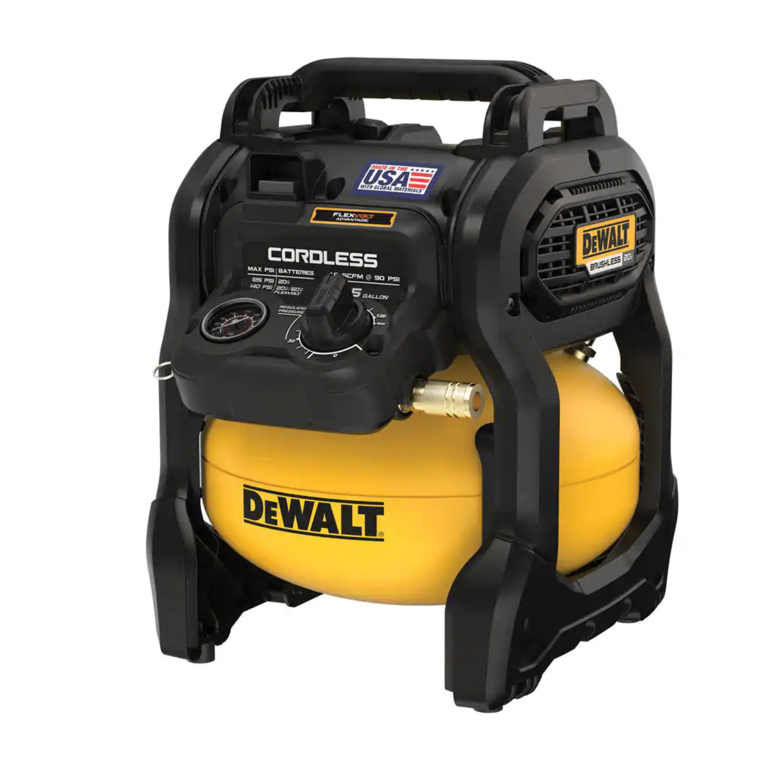 Dewalt 2.5 Gal. 140PSI Portable 20-Volt Cordless Air Compressor with Flexvolt Advantage. Tool-Only (DCC2520B)