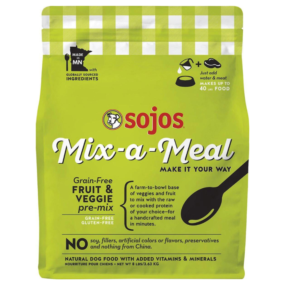 Sojos Mix-A-Meal Fruit & Veggie Pre-Mix Grain-Free Dog Food. 8-lb bag