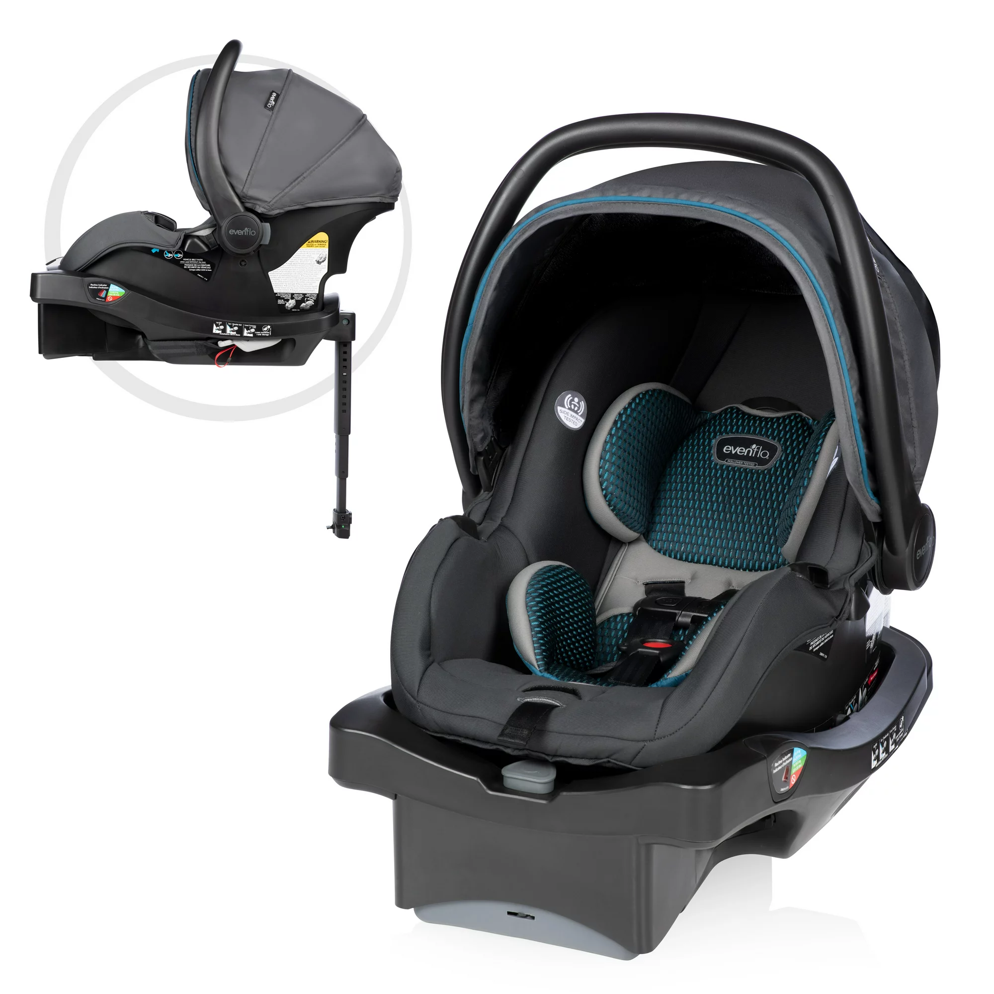 Evenflo LiteMax DLX 35 lbs Infant Car Seat. Sawyer Gray
