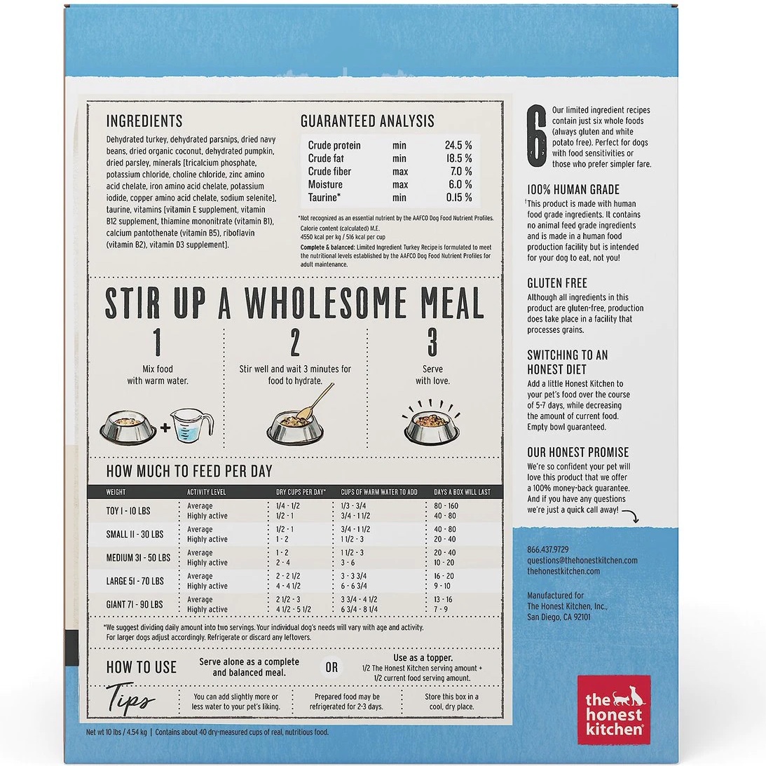 The Honest Kitchen Limited Ingredient Diet Turkey Recipe Grain-Free Dehydrated Dog Food. 10-lb box