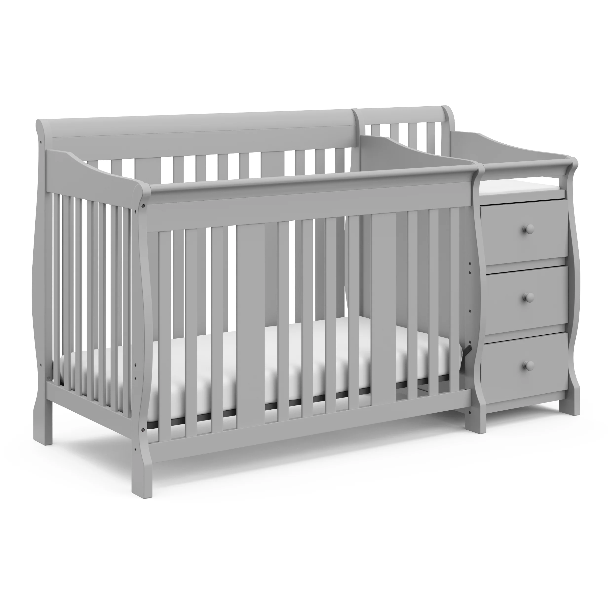 Storkcraft Portofino 5-in-1 Convertible Crib and Changer. 04586-47F. Pebble Gray