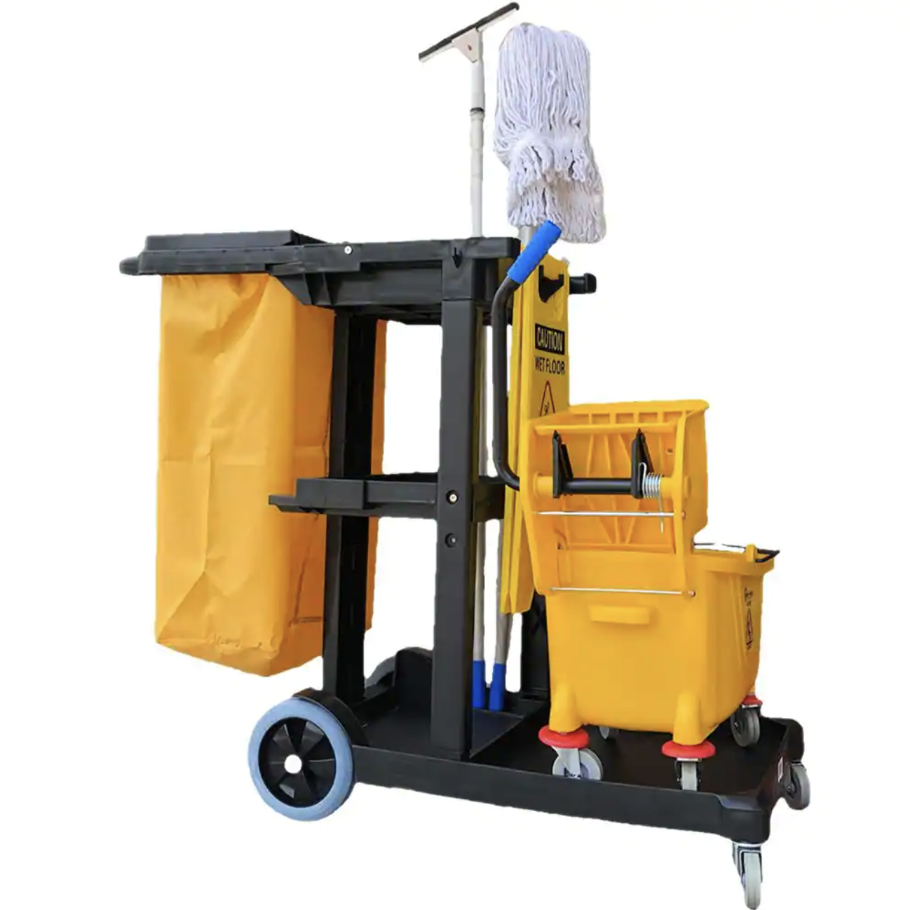 The Clean Store Commercial Yellow/Grey Heavy-Duty Polyethylene Material Janitorial Cart