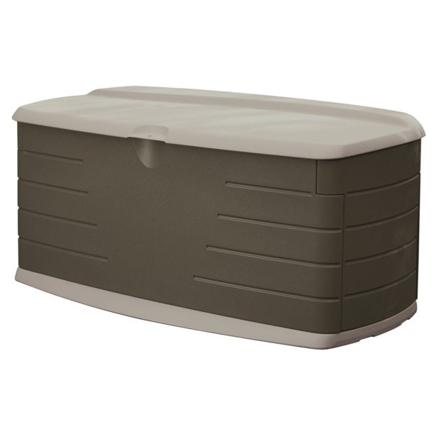 Rubbermaid Outdoor Large Deck Box with Seat. Green. 90 Gallon