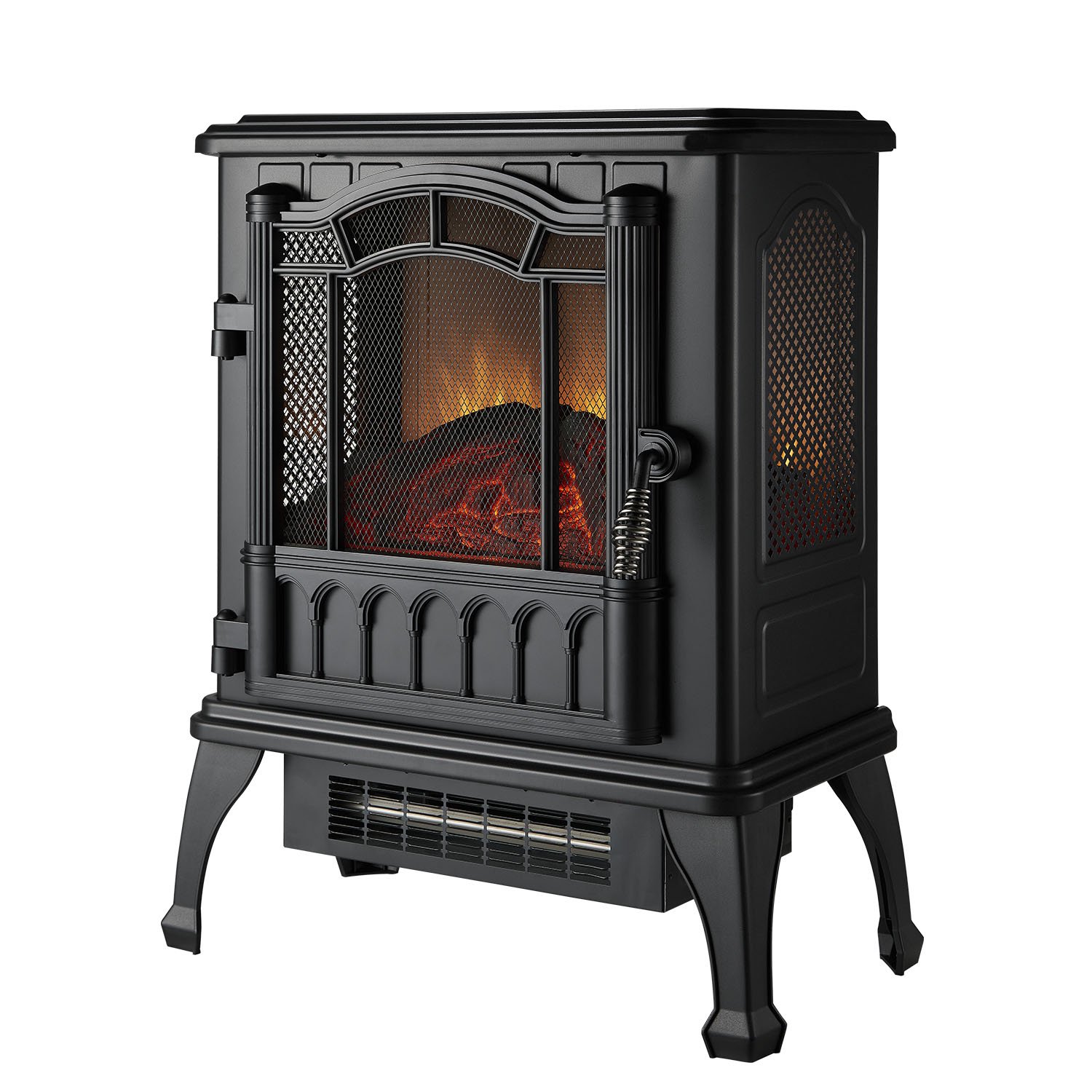 Mainstays Black 1500w 2-Setting 3D Electric Stove Heater with Life-like Flame