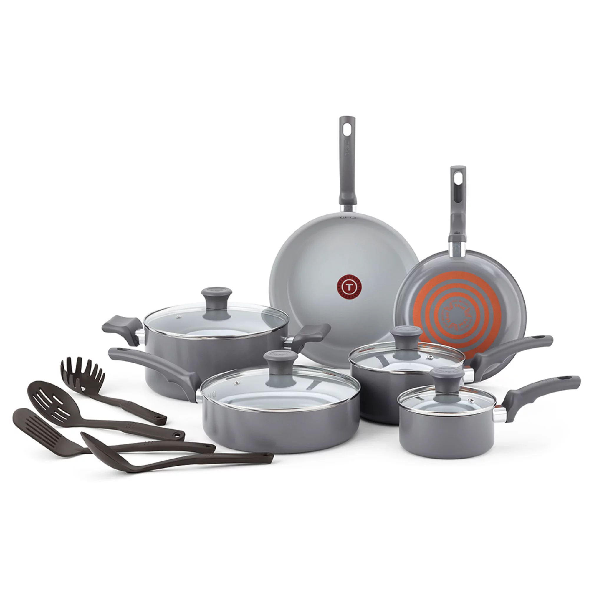 T-fal Fresh Ceramic Nonstick Cookware Set. Recycled Aluminum. 14 piece. Dishwasher Safe