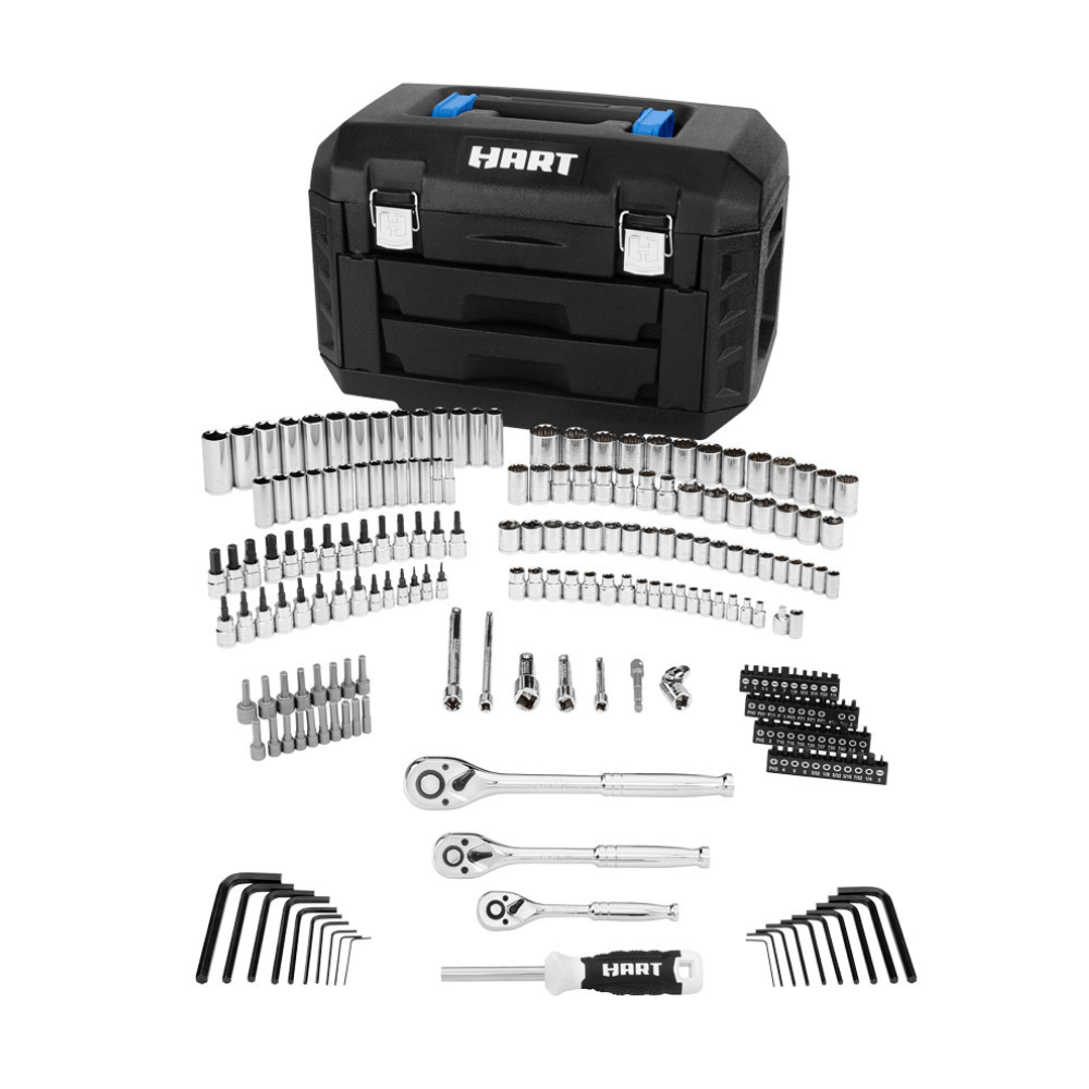 Hart 215-Piece Mechanics Tool Set. Multiple Drive. Chrome Finish