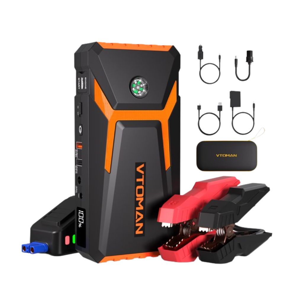 VTOMAN V8 2000A Peak Car Jump Starter (up to 8L Gas and 6L Diesel Engines). Orange