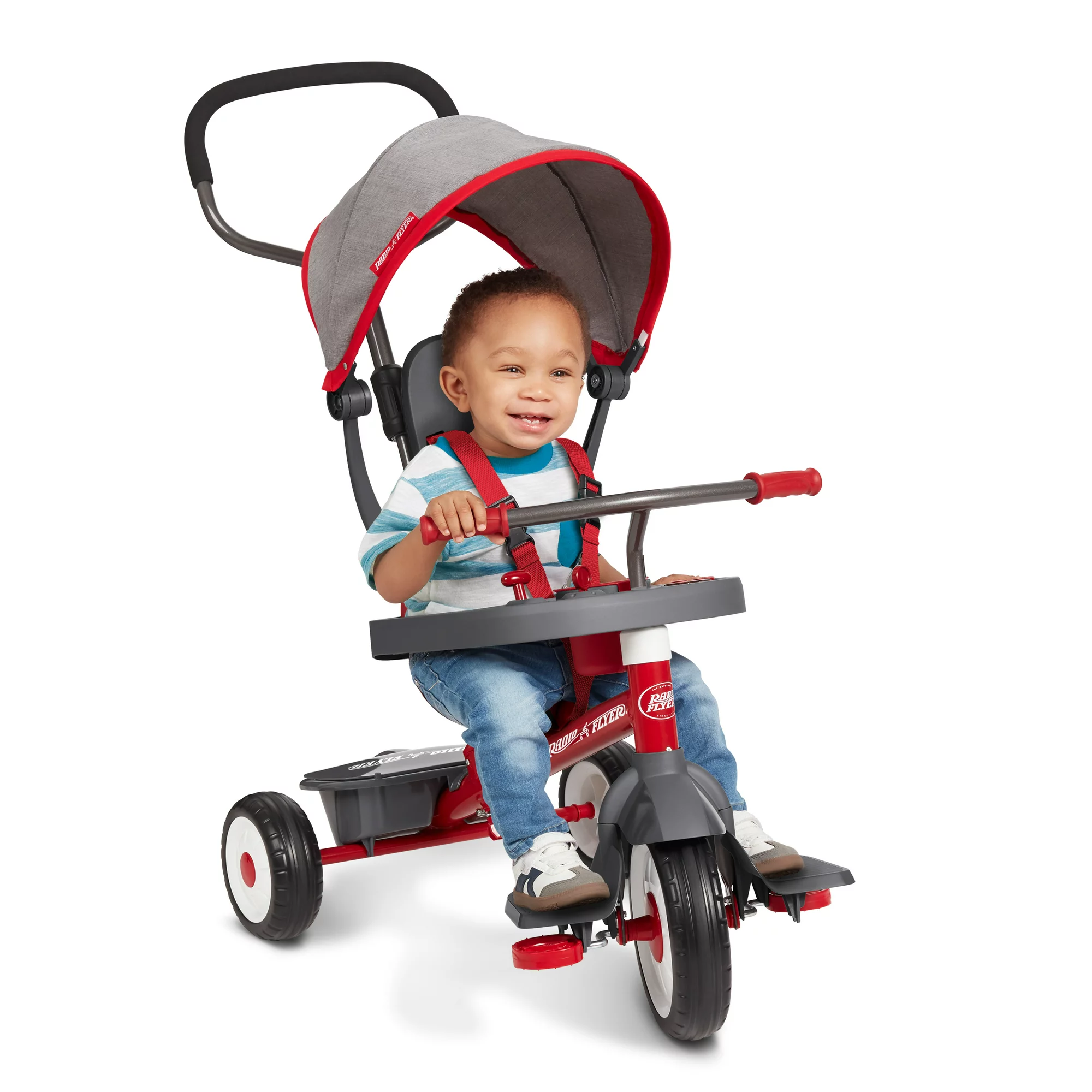 Radio Flyer 4-in-1 Stroll ‘n Trike with Activity Tray. Red & Gray