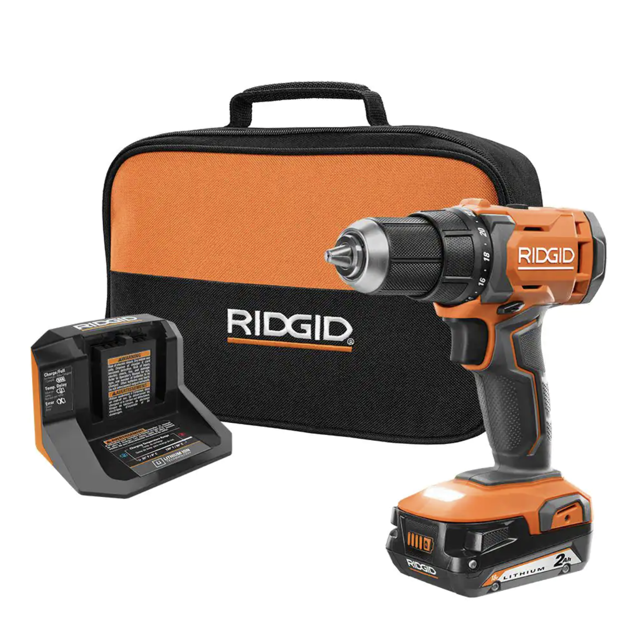 Ridgid 18V Cordless 1/2 in. Drill/Driver Kit with (1) 2.0 Ah Battery and Charger