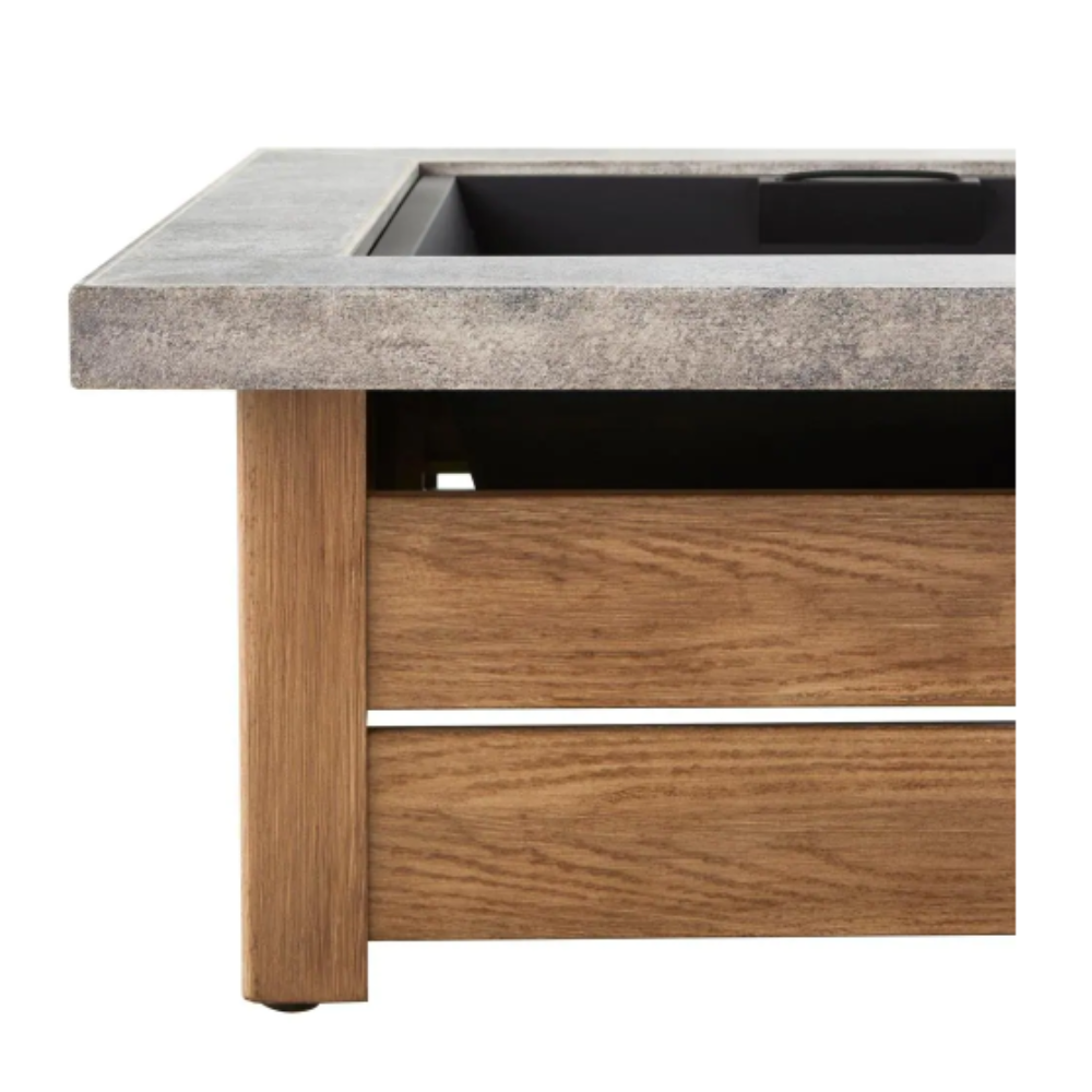 Hampton Bay Stoneham 34 in. x 15.5 in. Square Steel Wood Fire Pit with Tile Top