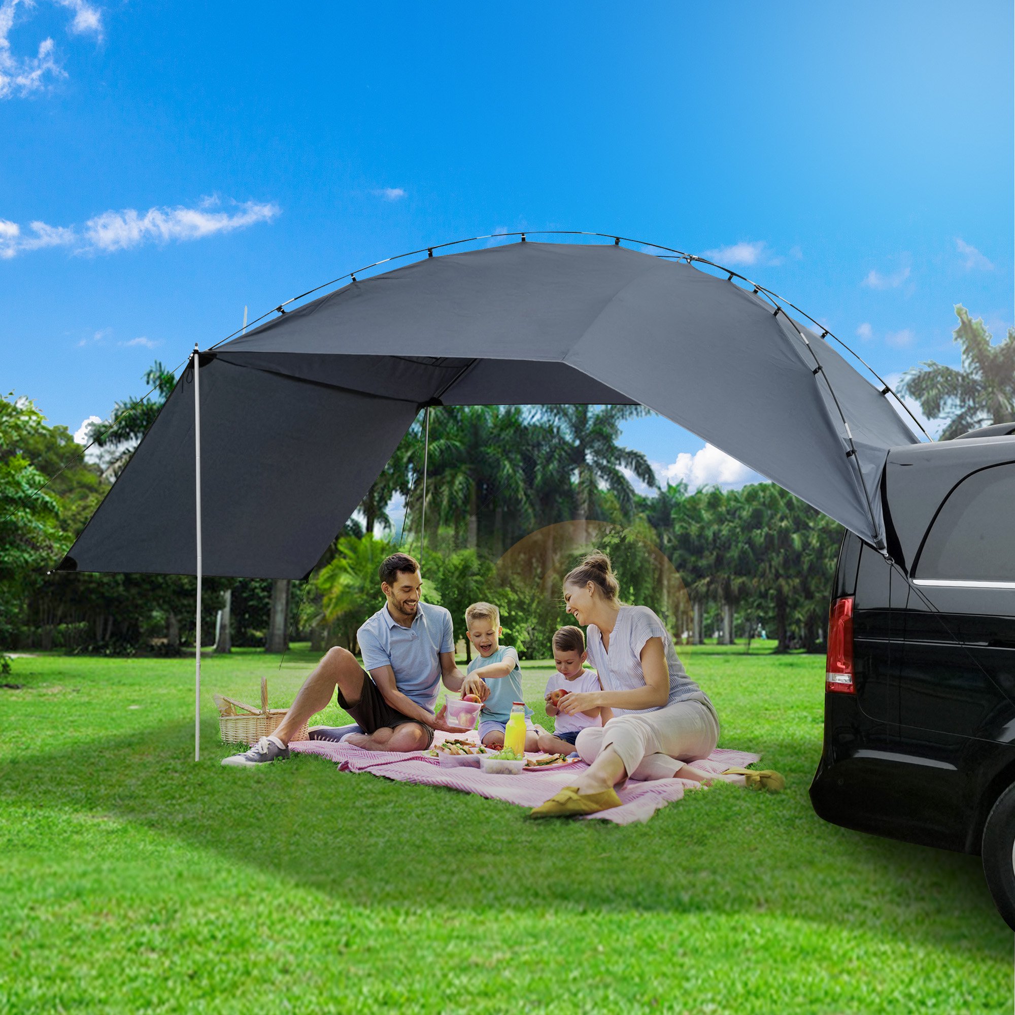 Yescom 8x11x7Ft Waterproof Car Awning Portable Trailer Sun Shelter for Outdoor Camping SUV Truck Van Gray