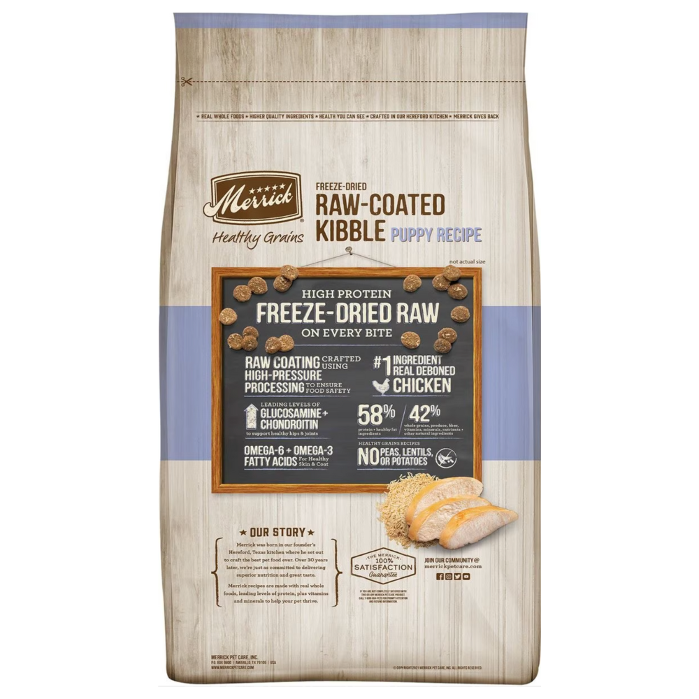 Merrick Healthy Grains Raw-Coated Kibble Puppy Recipe Freeze-Dried. 10-Lb Bag