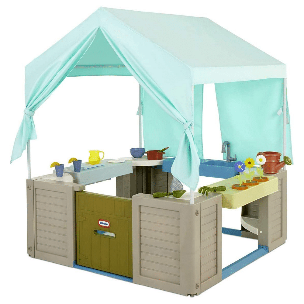 Little Tikes Backyard Bungalow Role-Play Playhouse with Kitchen. Garden. & Canopy