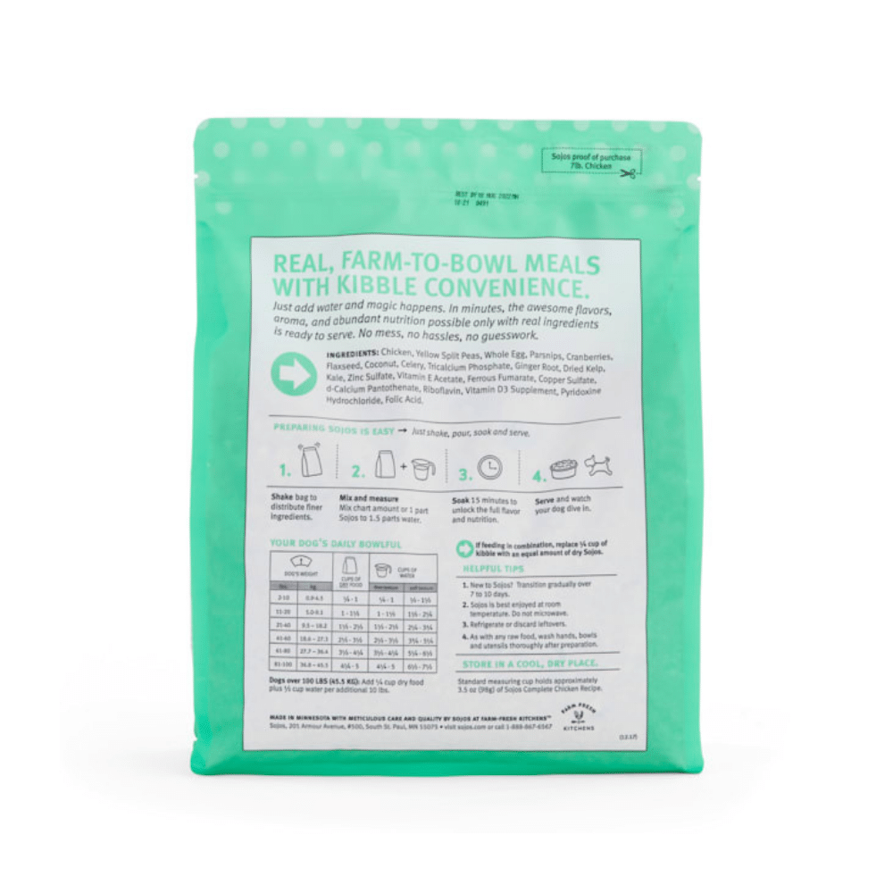 Sojos Complete Adult Grain-Free Chicken Recipe Freeze-Dried Raw Dog Food. 7 Lbs