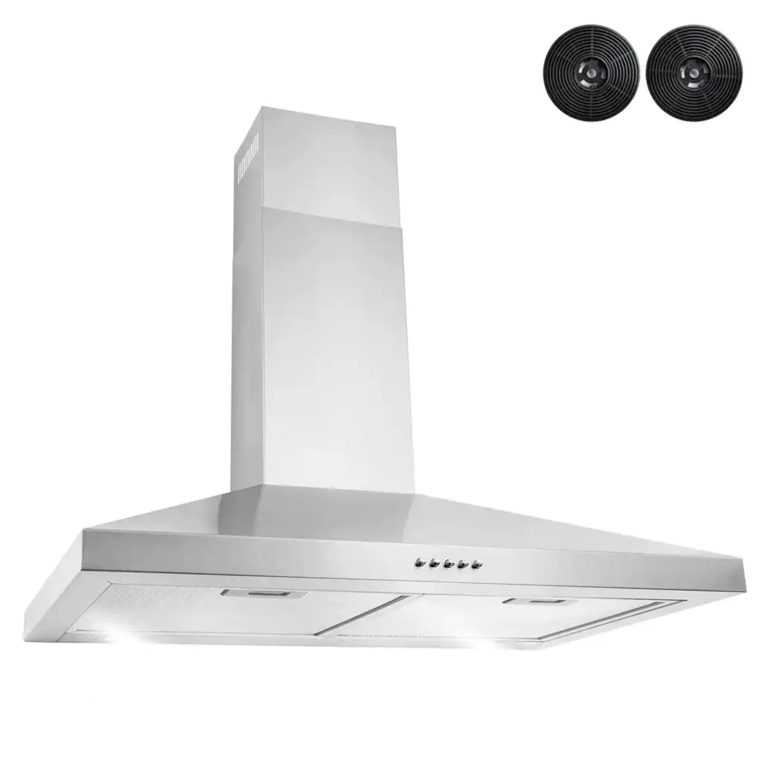 Golden Vantage RH0472 30 in. 217CFM Convertible Kitchen Wall Mount Range Hood in Stainless Steel with Push Control. LEDs & Carbon Filters