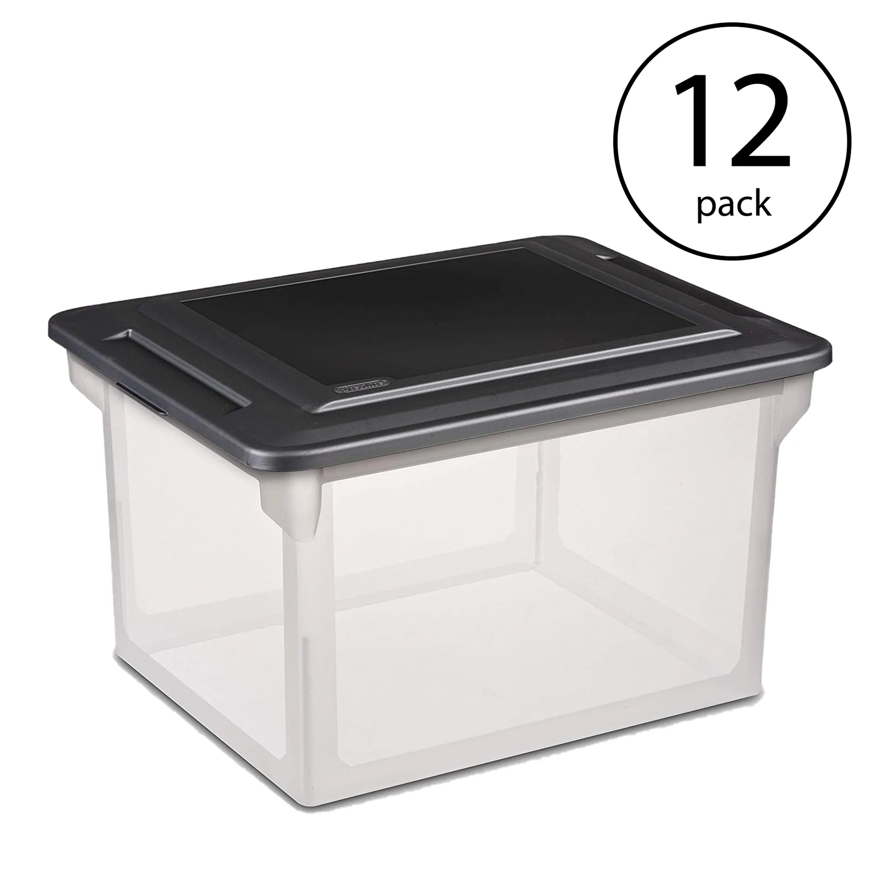 Sterilite 18689004 Versatile Clear Organizing Storage File Box w/ Lid (12 Pack)