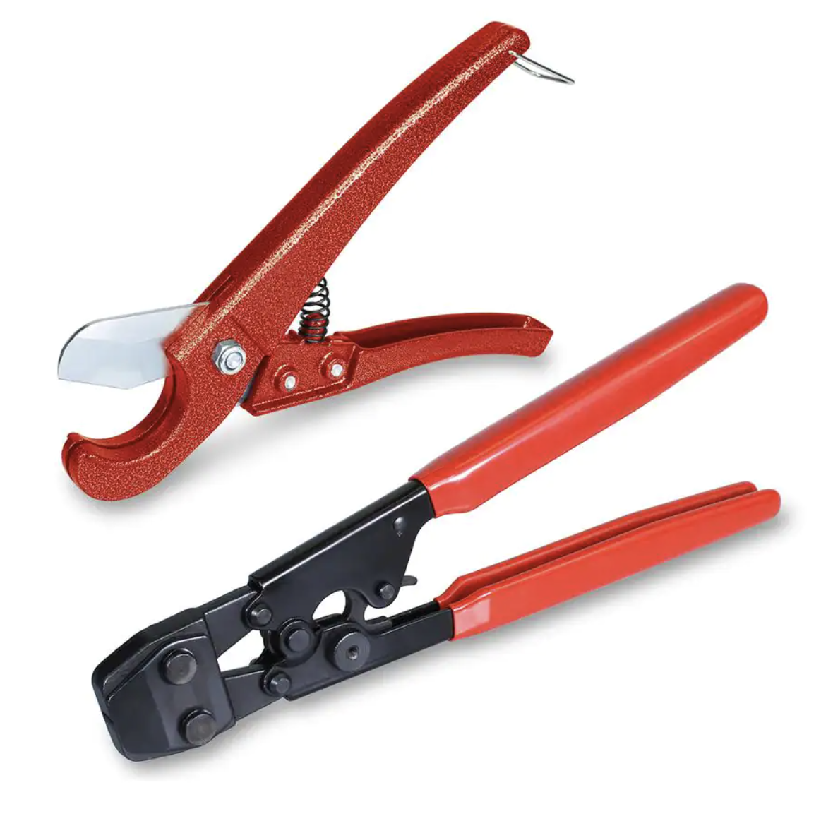 The Plumber-s Choice Pex Tubing Plumbing Kit Crimper Tool 1/2 in. and 3/4 in. Elbow Stainless Steel 1/2 in. and 3/4 in. Cinch and Half Clamp