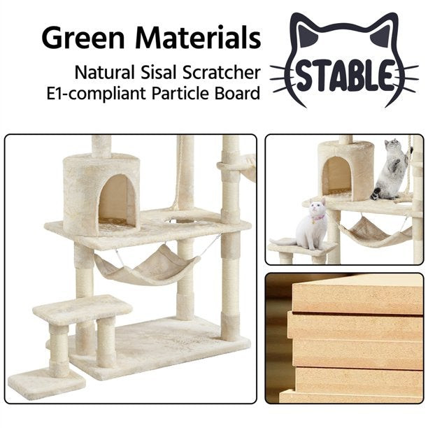 SmileMart Cat Tree with Condo and Scratching Post Tower. 61-Inch