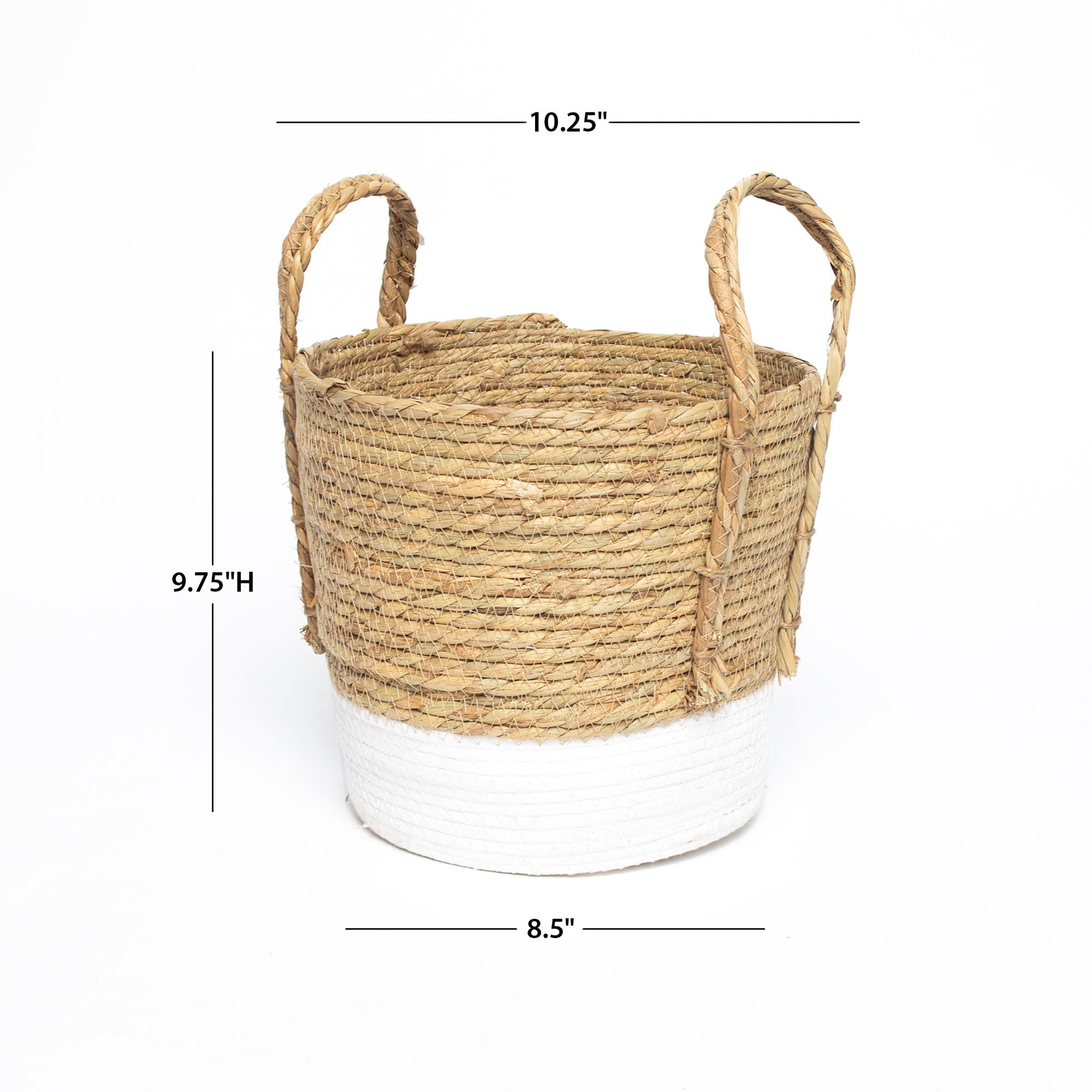 Better Homes & Gardens Round Seagrass Baskets. Natural. White. Set Of 2. Medium & Small