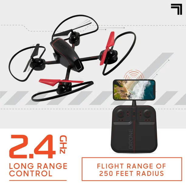 Sharper Image RC Drone 10 Mach X Drone with Streaming Camera. 2.4 GHz. Auto-Orientation Control