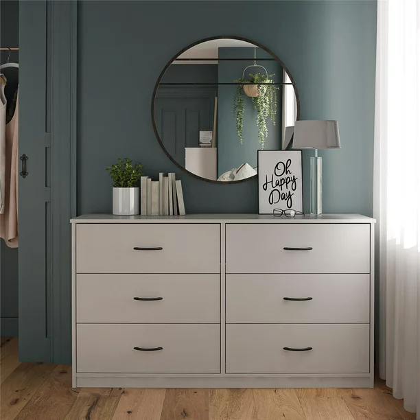Mainstays Classic 6 Drawer Dresser. Dove Gray