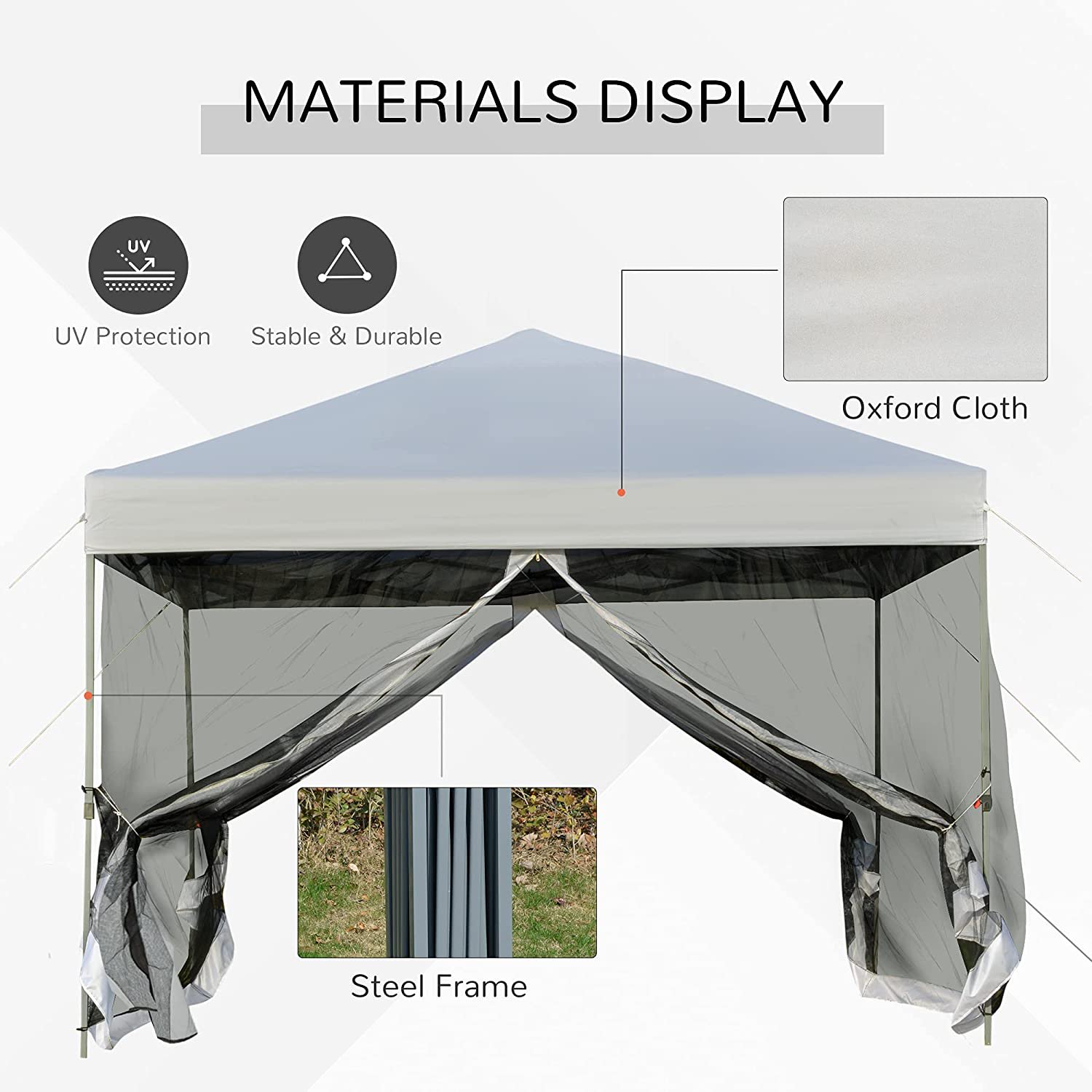 Sugift 10′ x 10′ White Gazebo Pop Up Canopy w/ Mesh Curtains