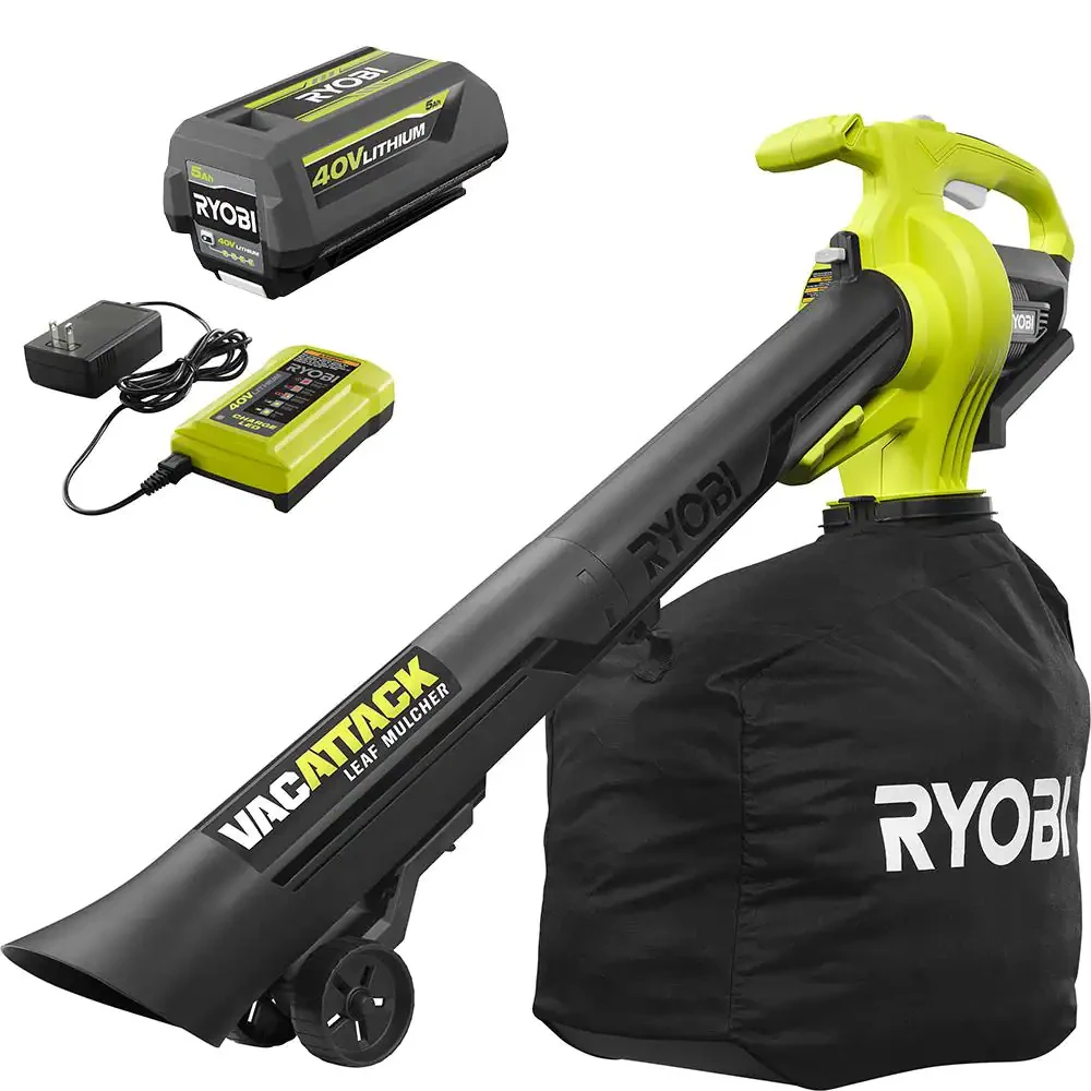 Ryobi 40V Vac Attack Cordless Leaf Vacuum/Mulcher With 5.0 Ah Battery And Charger