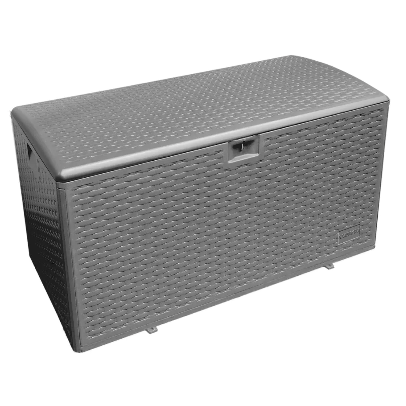 Hampton Bay 120 Gal. Grey Resin Wicker Outdoor Storage Deck Box with Lockable Lid