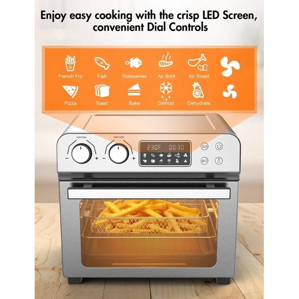 Moosoo 10-in-1 Air Fryer Convection Oven. 23L Ultra Large Capacity Toaster Oven