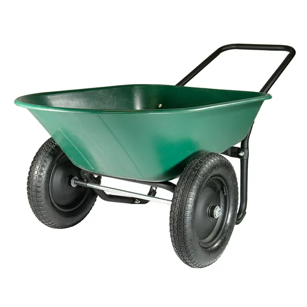 Garden Star Dual Wheel. Poly Tray Yard Rover Wheelbarrow. Green