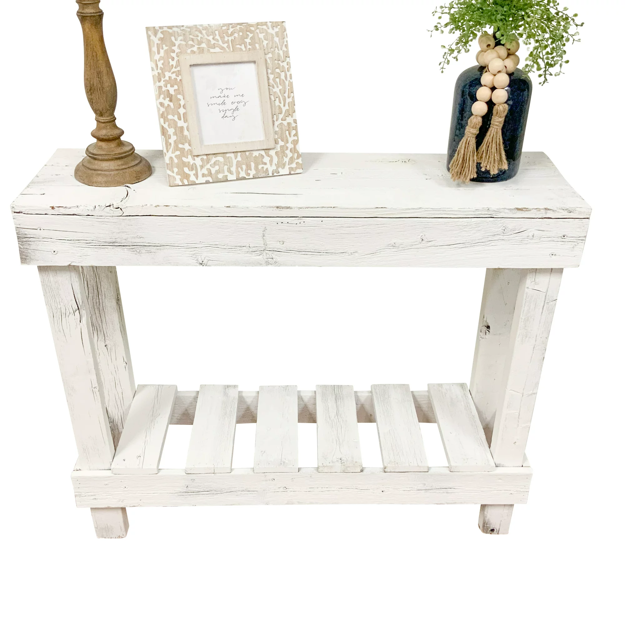 Woven Paths Reclaimed Wood Sofa Table. White