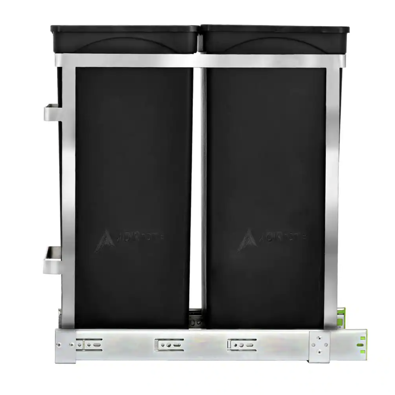 AdirHome 9.5 Gal. Steel In-Cabinet Double Bottom Mount Pull-Out Trash Can with 2 Trash Bins