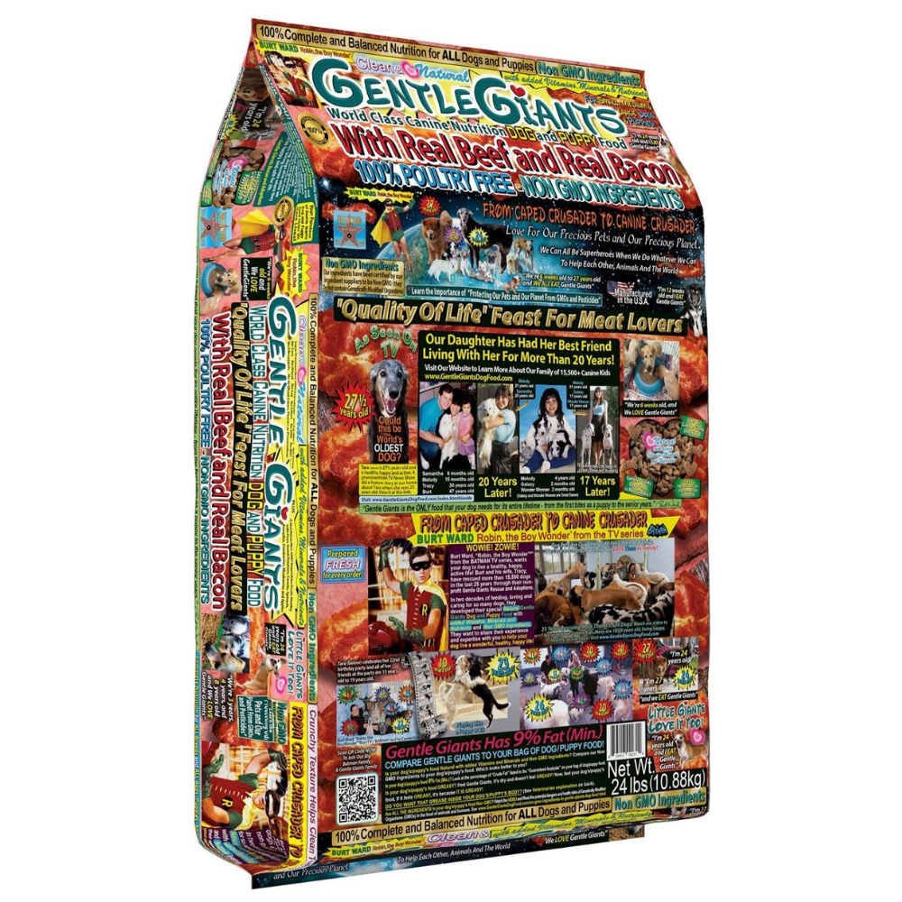 Gentle Giants Natural Non-GMO Dog & Puppy Beef & Bacon Dry Dog Food. 24-lb bag