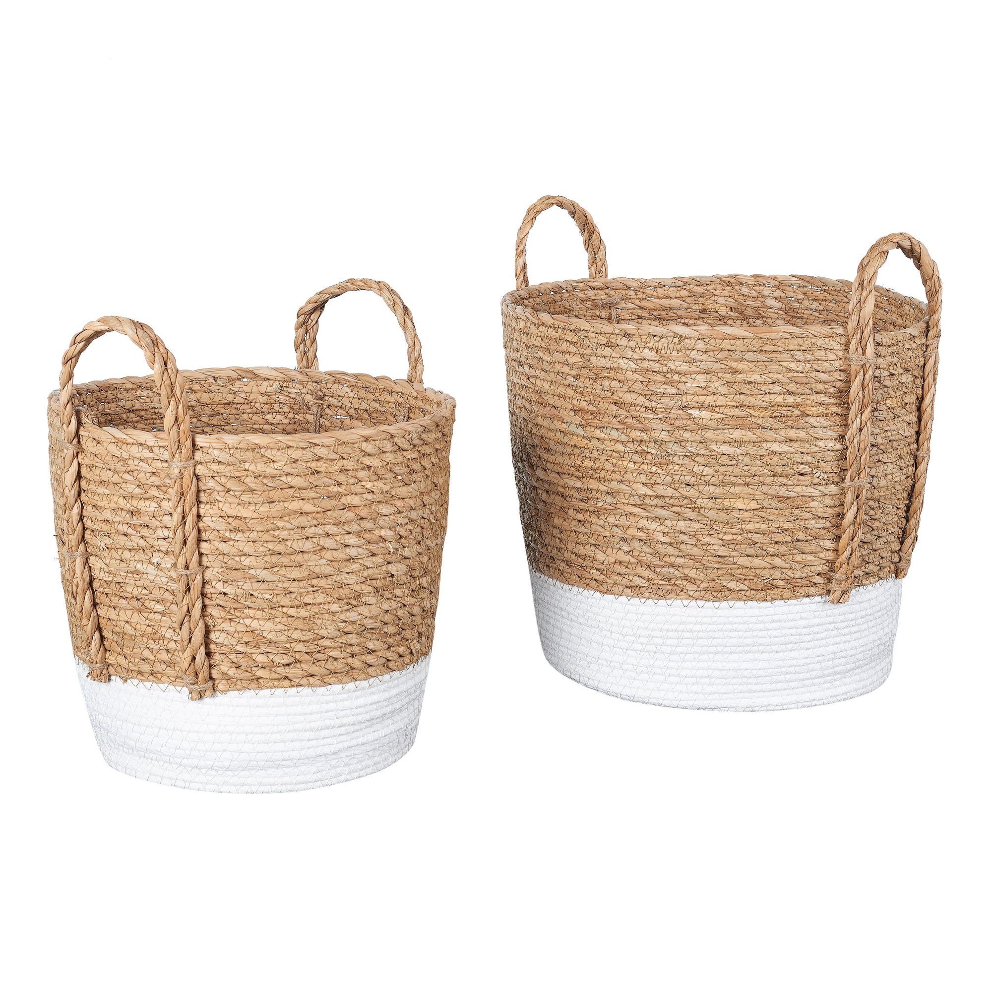 Better Homes & Gardens Round Seagrass Baskets. Natural. White. Set Of 2. Medium & Small