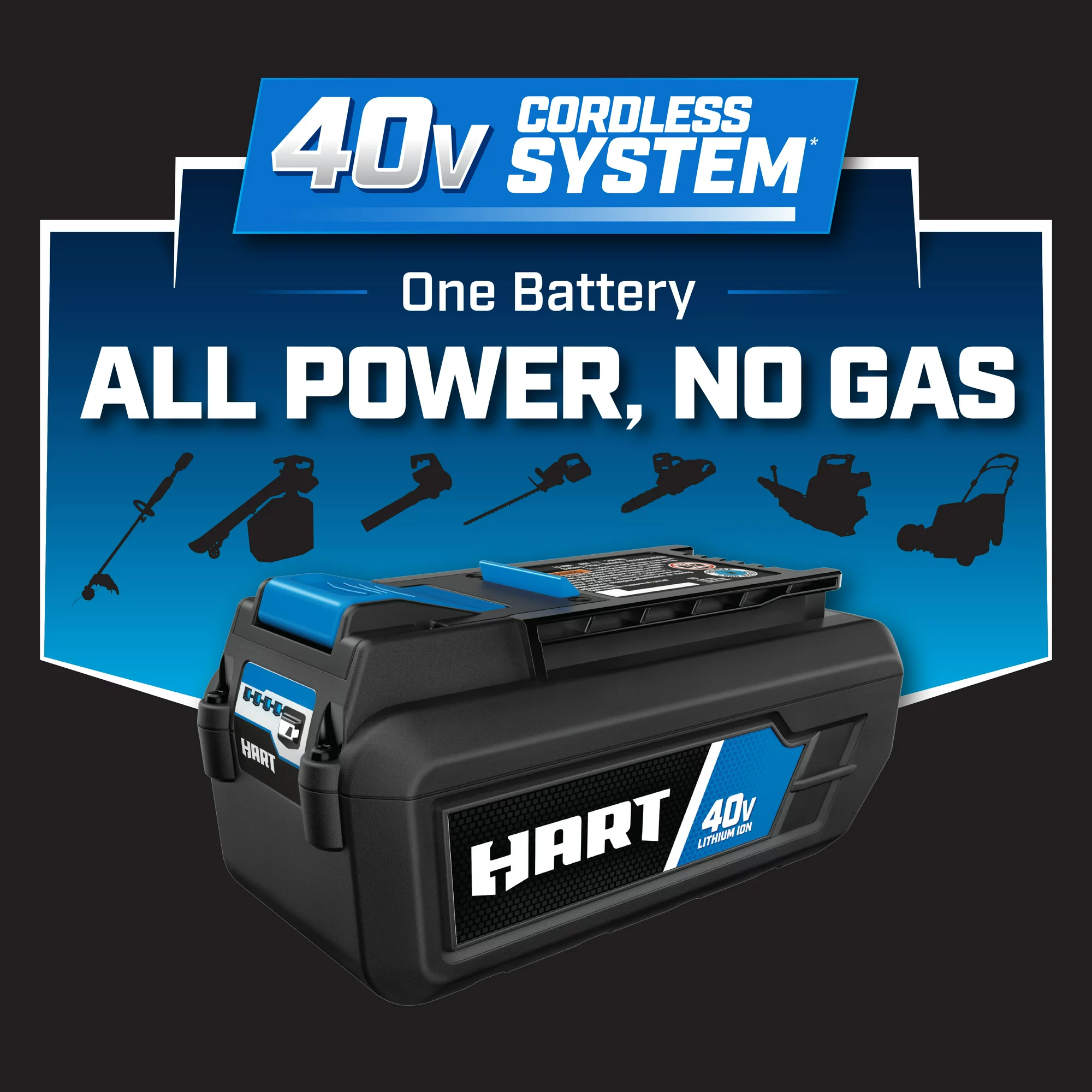Hart 40 Volt 2.5Ah Battery Accessory. Lithium-Ion. On-Board Fuel Gauge