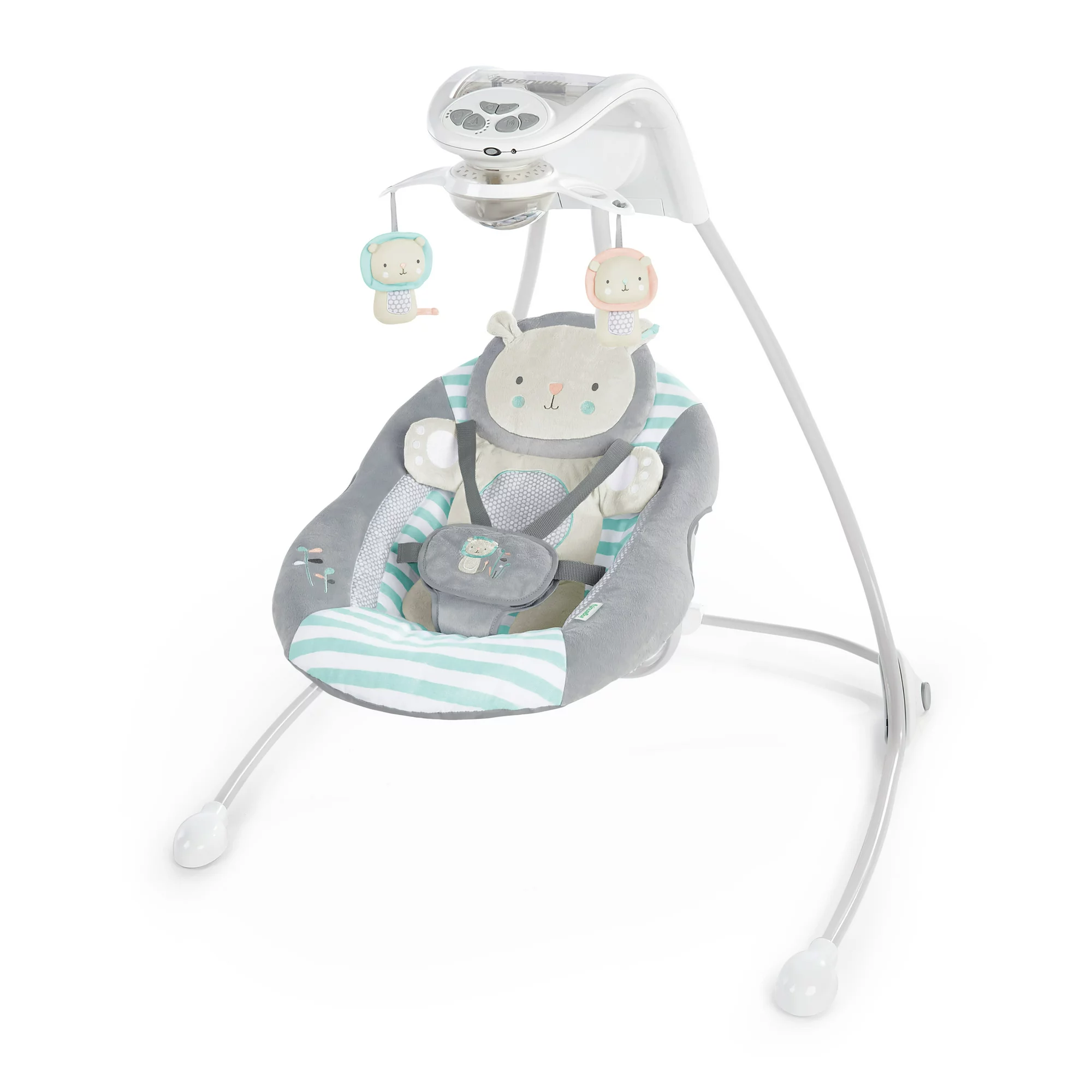 Ingenuity InLighten Baby Swing. Easy-Fold Frame. Swivel Infant Seat. Lights. Landry the Lion