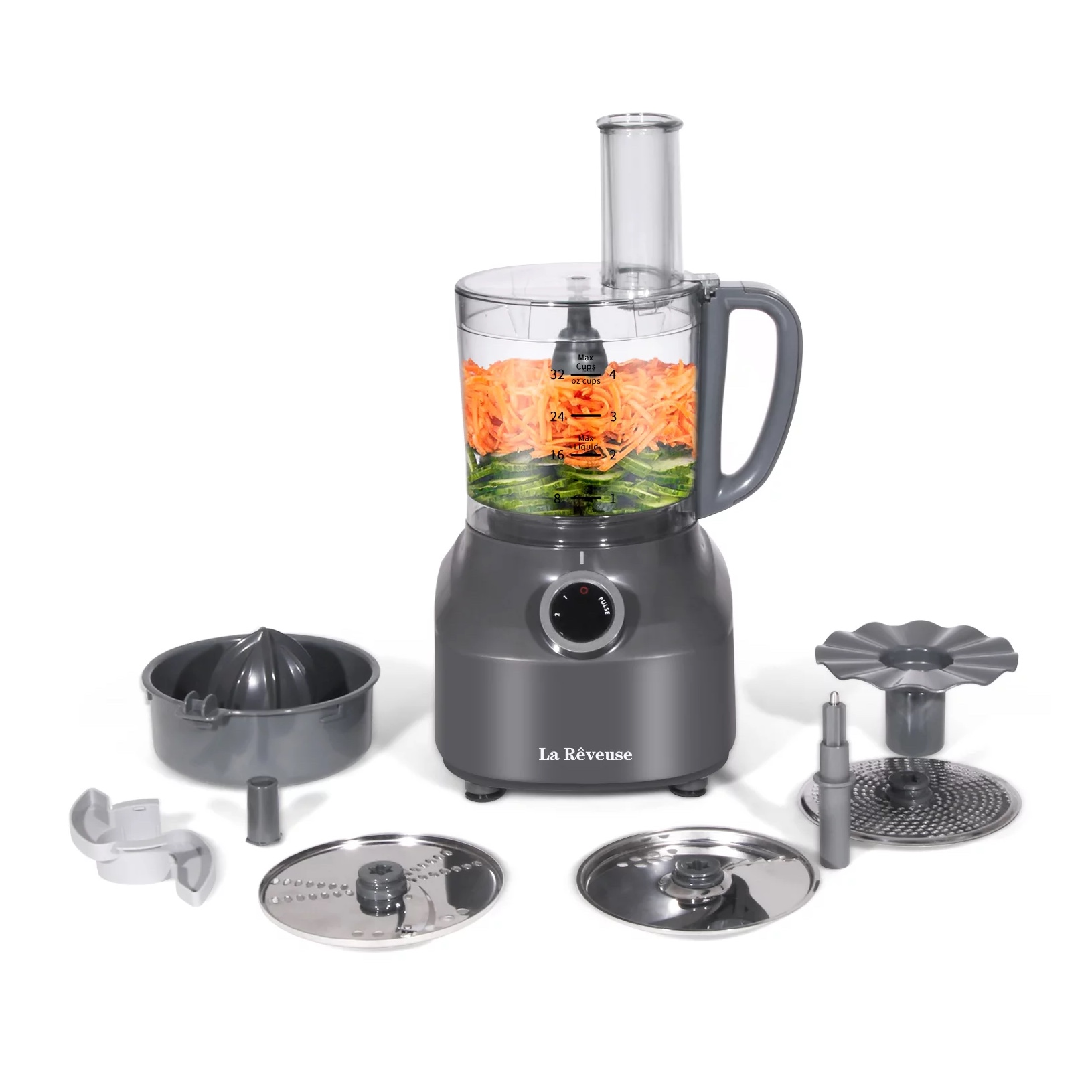 La Reveuse 4-Cup Food Processor Vegetable Chopper. 400 Watts