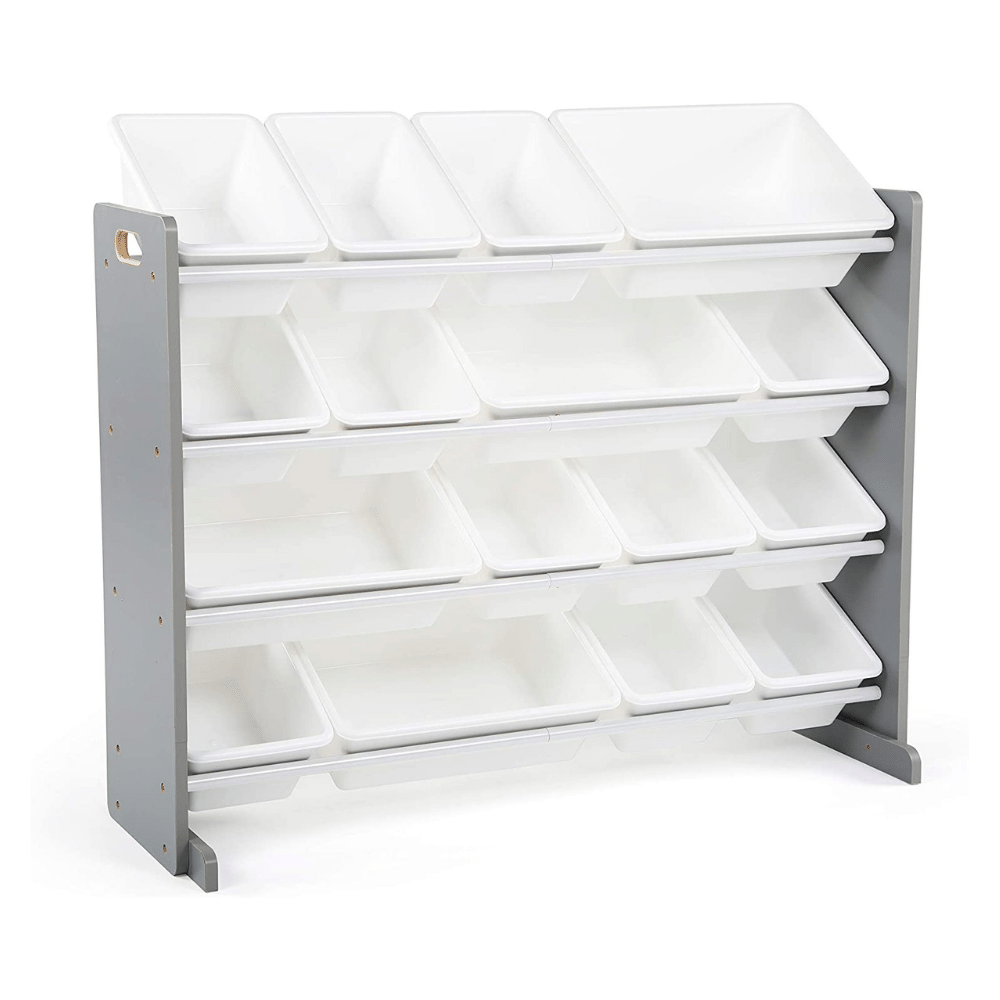 Humble Crew Supersized Wood Toy Storage Organizer. Extra Large. Grey/White