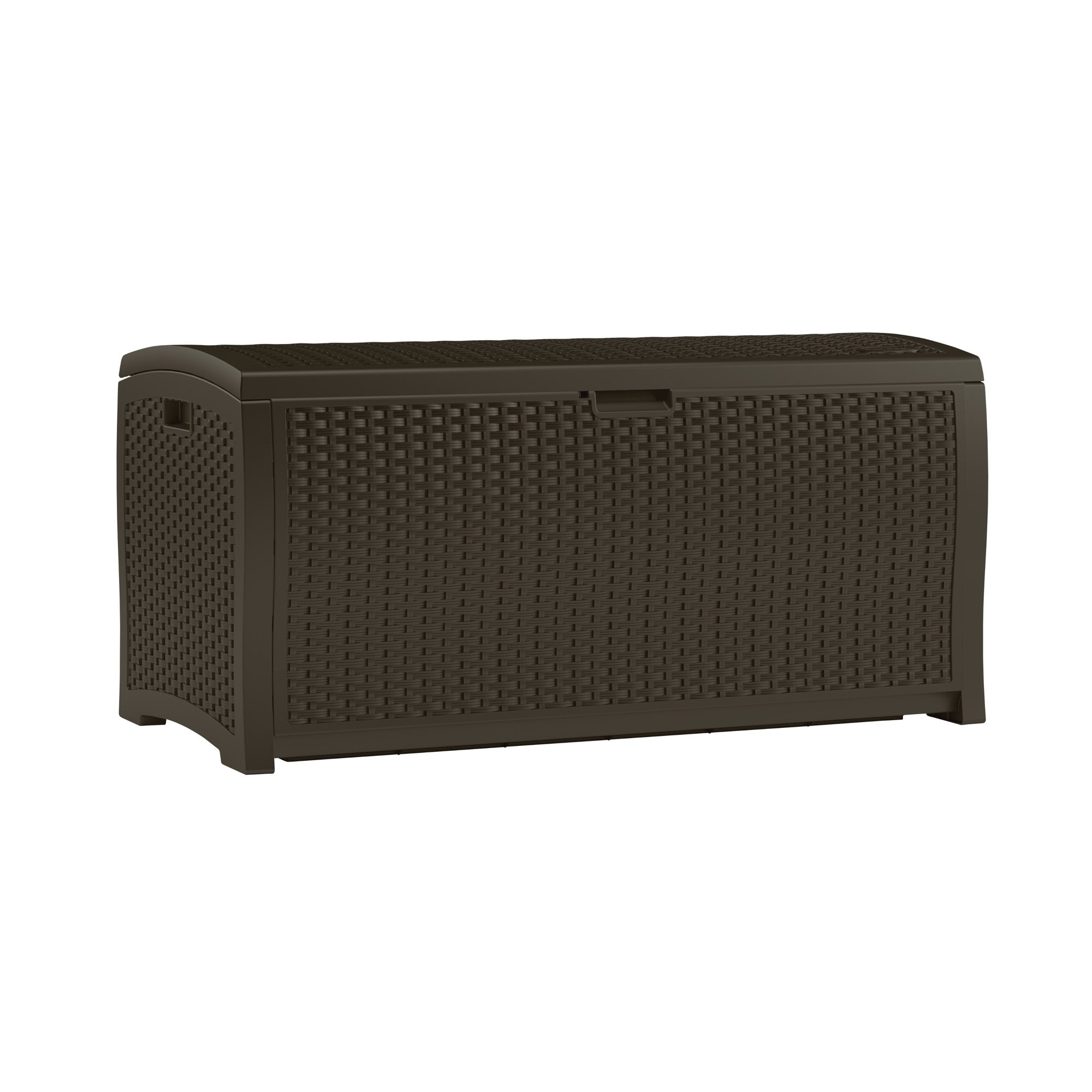 Suncast Outdoor 99 Gallon Resin and Wicker Deck Box. Java Brown (DBW9200)