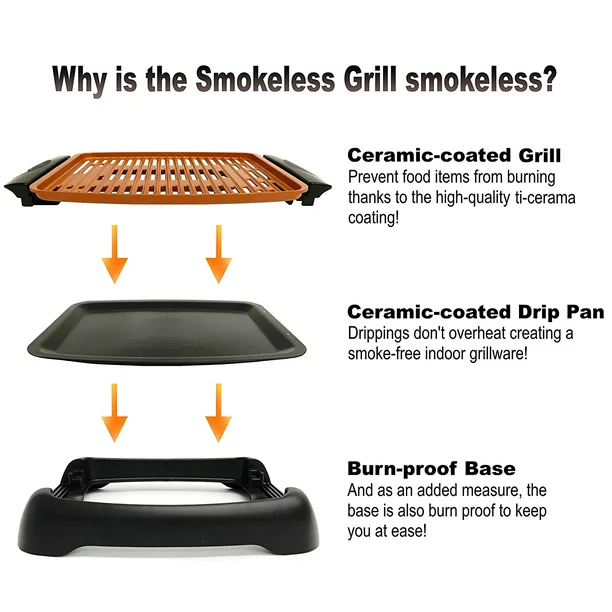 Gotham Steel Smokeless Electric Grill with Interchangeable Griddle Surface