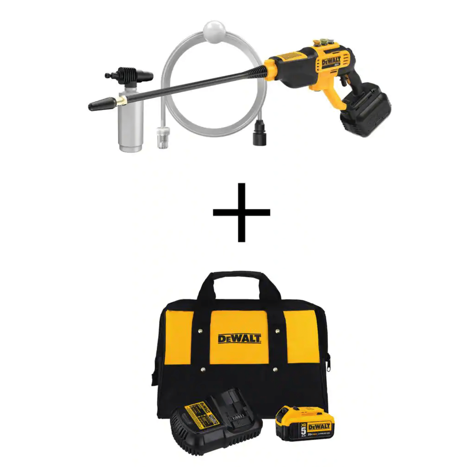 Dewalt 550PSI. 1.0GPM Cold Water Cordless Electric Power Cleaner with 20V 5.0Ah Battery. Charger and Tool Bag