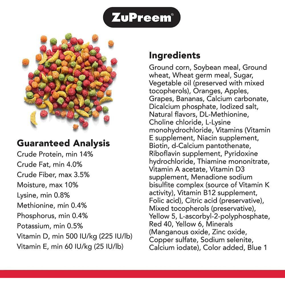 ZuPreem FruitBlend Flavor with Natural Flavors Daily Medium Bird Food